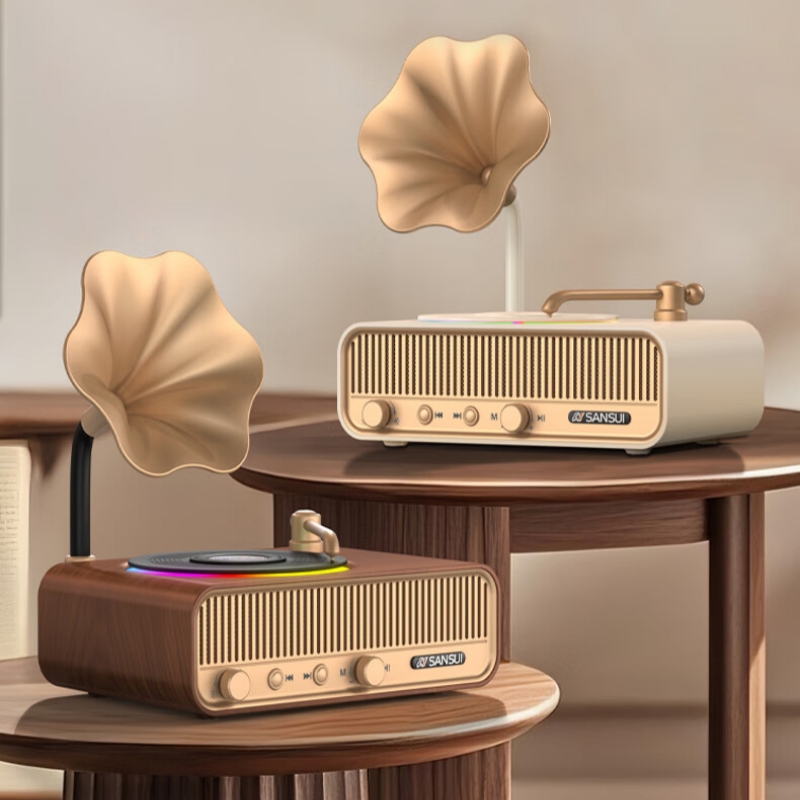 Apple Music Audio Quality - V13 ลําโพงไร้สายบลูทูธ Retro Gramophone Table-top Hi-Fi