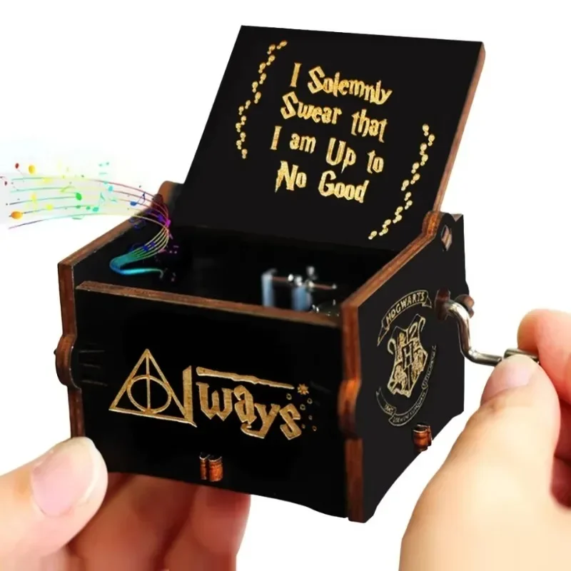 Audio Music Box - สินค้าขายดี กล่องดนตรีไม้แกะสลักลายแฮร์รี่ พอตเตอร์ พร้อมมือหมุน ของตกแต่งวินเทจ เหมาะสำหรับเป็นของขวัญวันเกิด