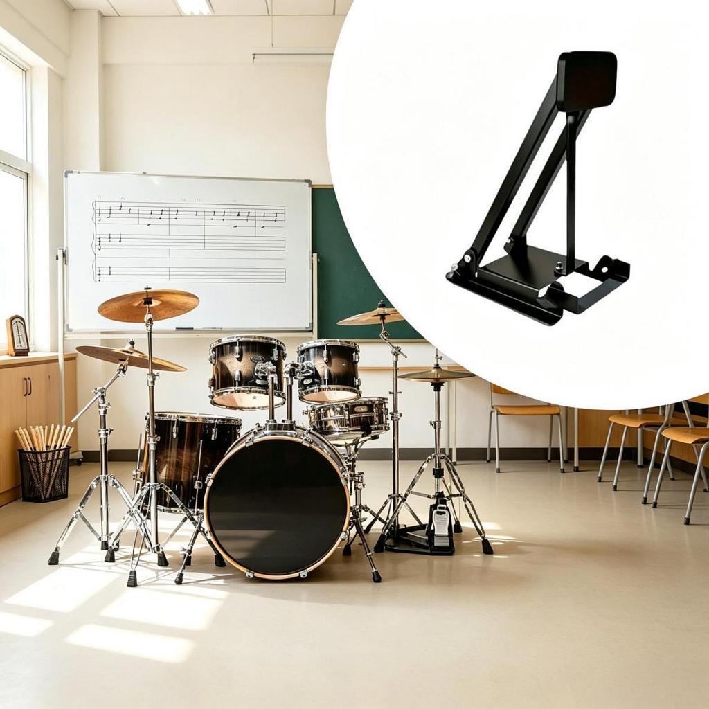 Drum Practice Pad - แป้นซ้อมกลองเบสแบบมีเบาะรองขนาดกะทัดรัด สีดำ แป้นซ้อมกลองแบบเงียบ อุปกรณ์และเครื่องดนตรี