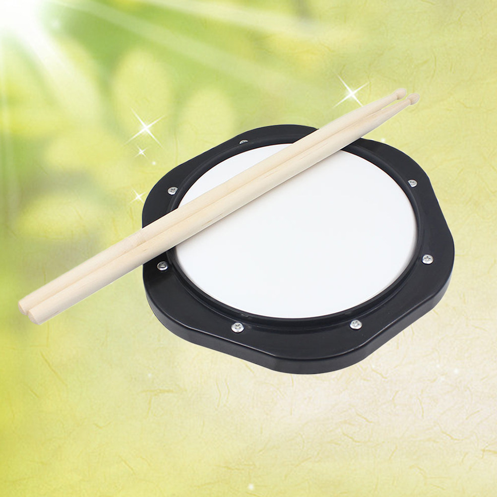 Drum Practice Pad - ชุดกลองจำลองขนาด 10 นิ้ว พร้อมแผ่นฝึกซ้อมพลาสติก สีดำ-ขาว ยืดหยุ่นดีเยี่ยม