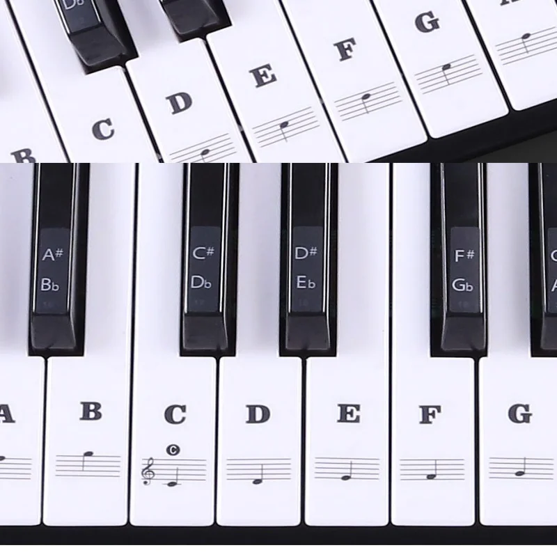 Keyboard Piano 61 Key - 1PC การฝึกอบรมเปียโนสติกเกอร์สําหรับ 37/49/54/61/88 คีย์โปร่งใส PVC เปียโนคีย์รูปลอกแป้นพิมพ์ที่ถอดออกได้หมายเหตุสติกเกอร์อุปกรณ์เสริม