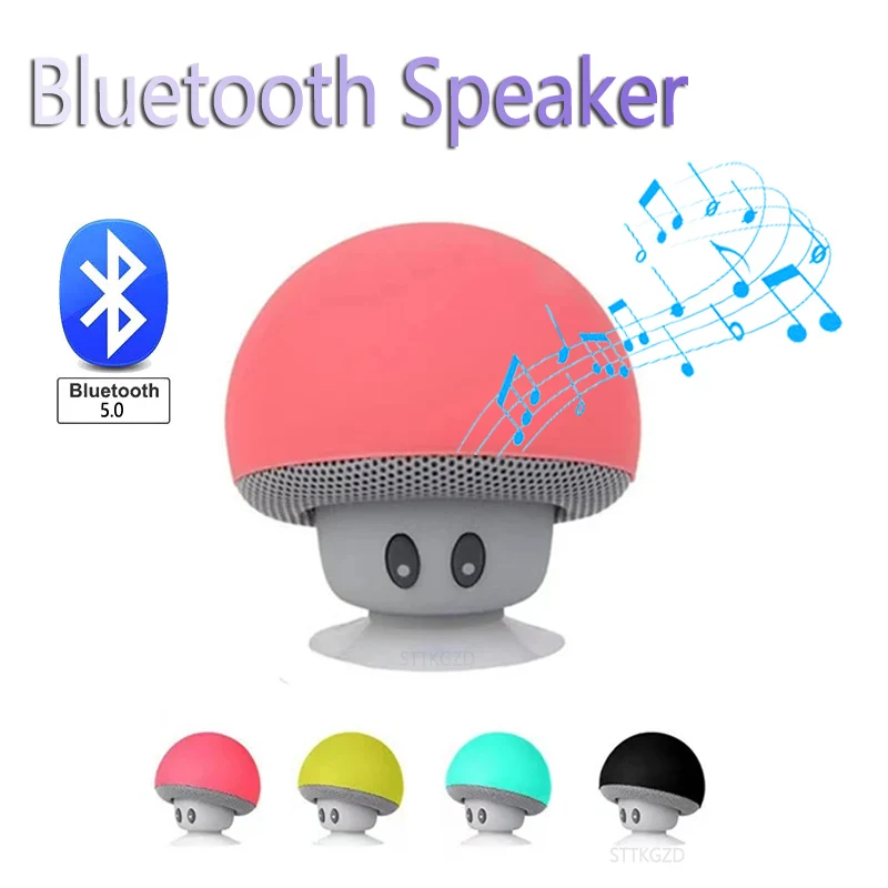 Audio Music Box - มินิเห็ดลําโพงบลูทูธแบบพกพาไร้สาย Sound Box Sucker Cup เครื่องรับสัญญาณเสียงเพลงสเตอริโอซับวูฟเฟอร์ผู้ถือโทรศัพท์