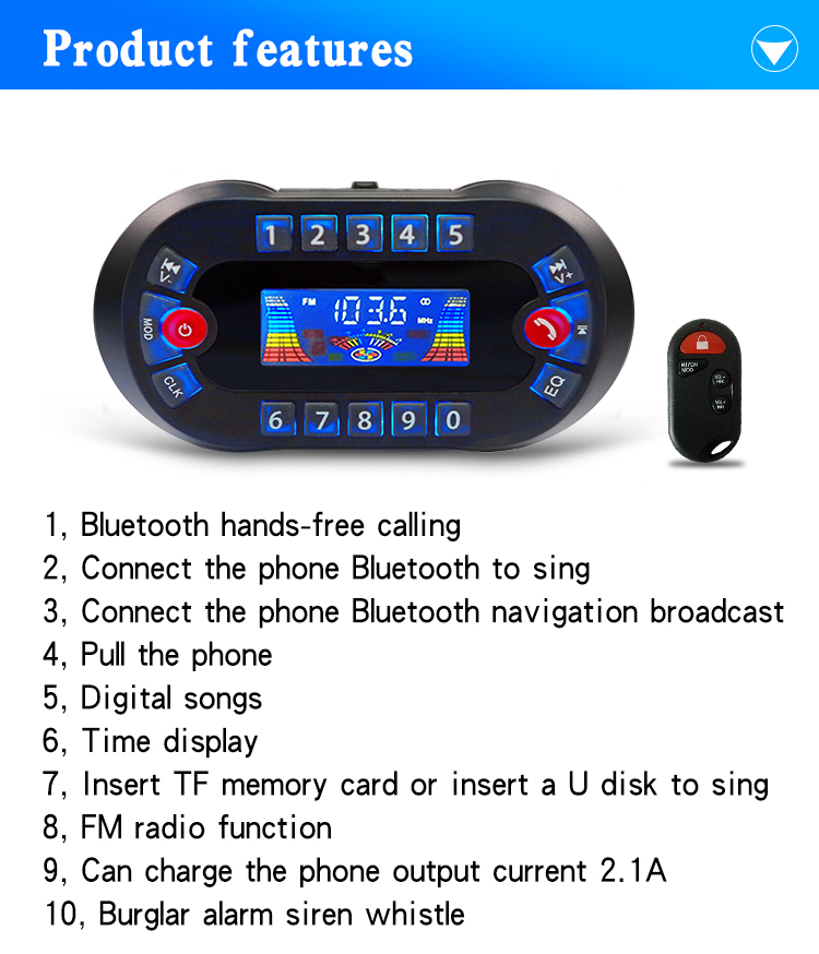 ลำโพงบลูทูธขยายเสียงติดรถมอเตอ - Audio Music Mp3 บทวิจารณ์และราคา