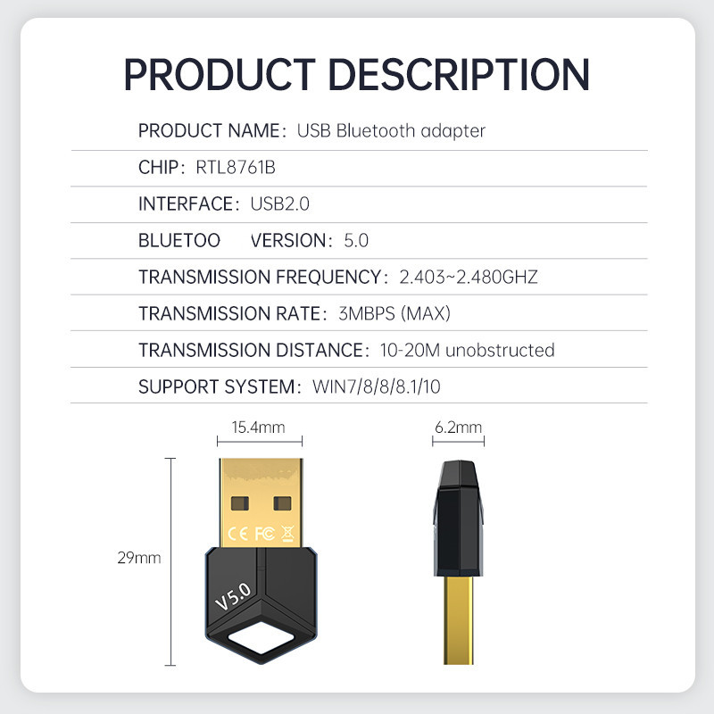 อะแดปเตอร์บลูทูธ USB 5.0 เครื่ - Audio Music File บทวิจารณ์และราคา