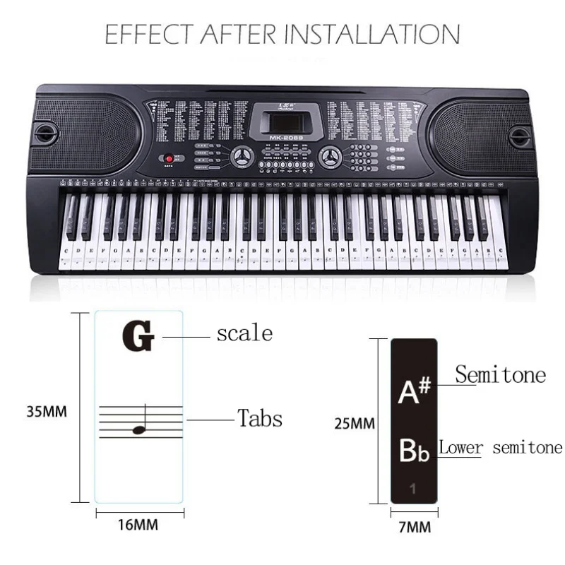 1PC การฝึกอบรมเปียโนสติกเกอร์ส - Keyboard Piano 61 Key บทวิจารณ์และราคา