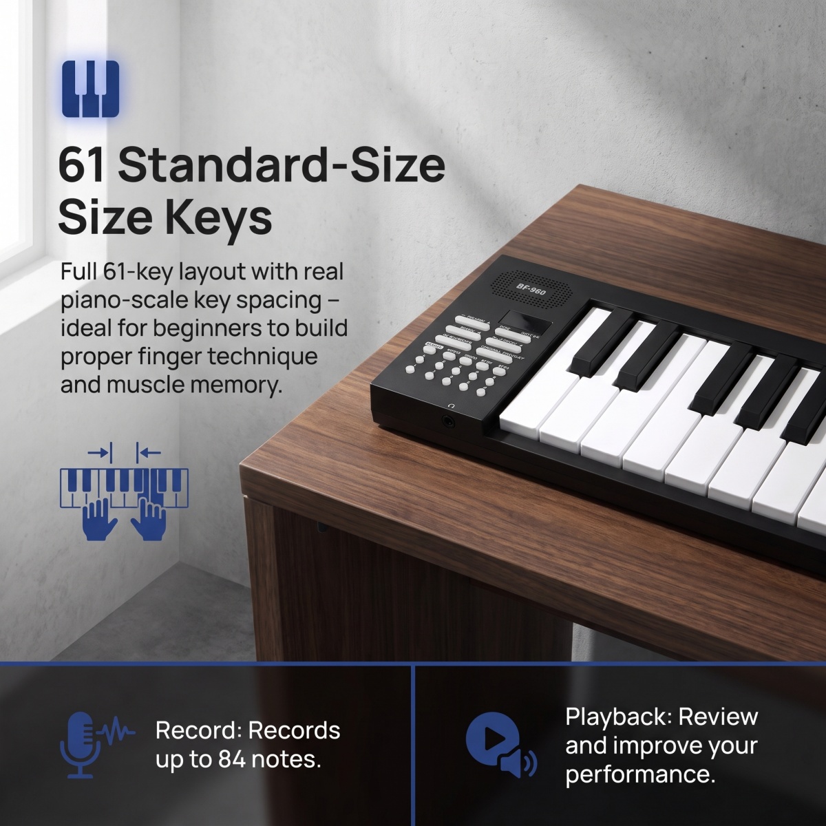 คีย์บอร์ดเปียโนพับได้ Miwayer  - Keyboard Piano 61 Key บทวิจารณ์และราคา